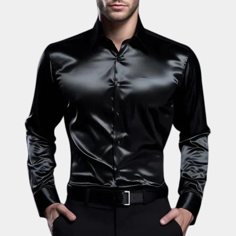 Ralen | Heren slim fit satijnen overhemd – elegant formeel overhemd