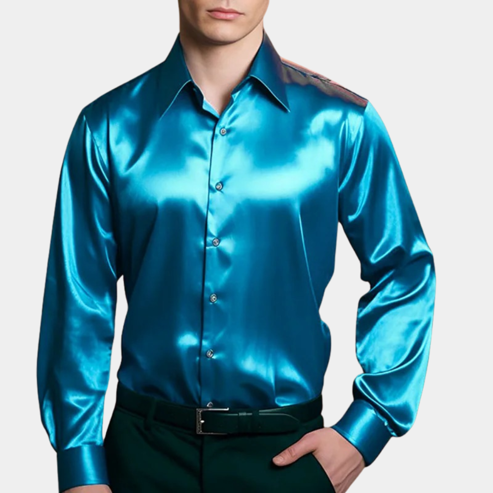 Ralen | Heren slim fit satijnen overhemd – elegant formeel overhemd