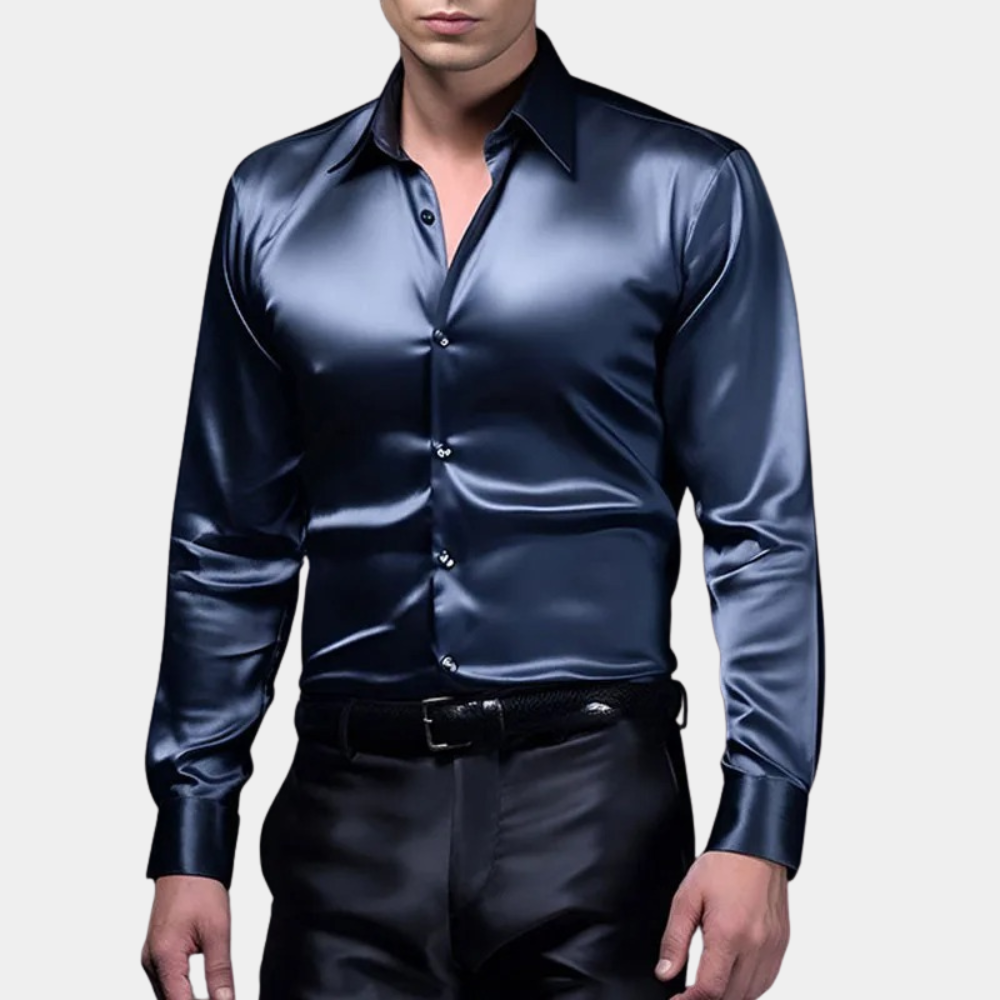 Ralen | Heren slim fit satijnen overhemd – elegant formeel overhemd