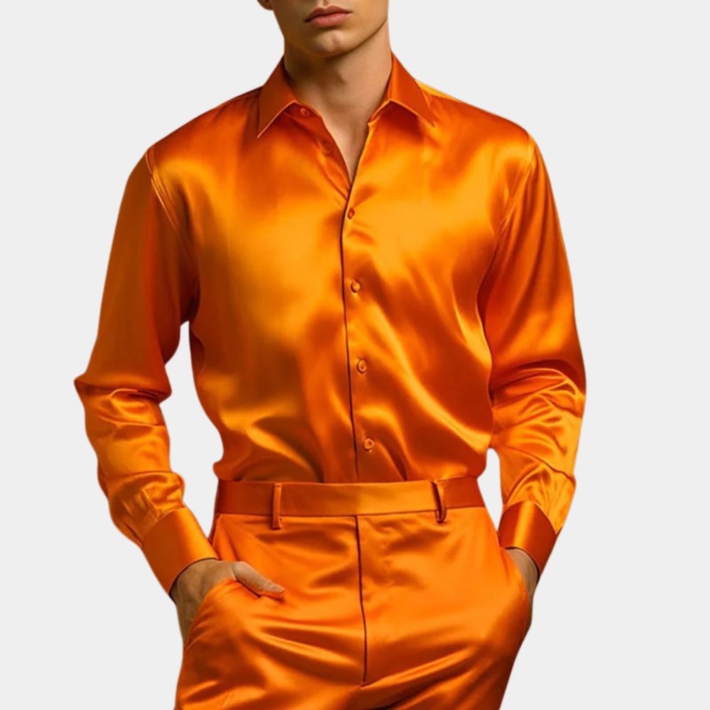 Ralen | Heren slim fit satijnen overhemd – elegant formeel overhemd