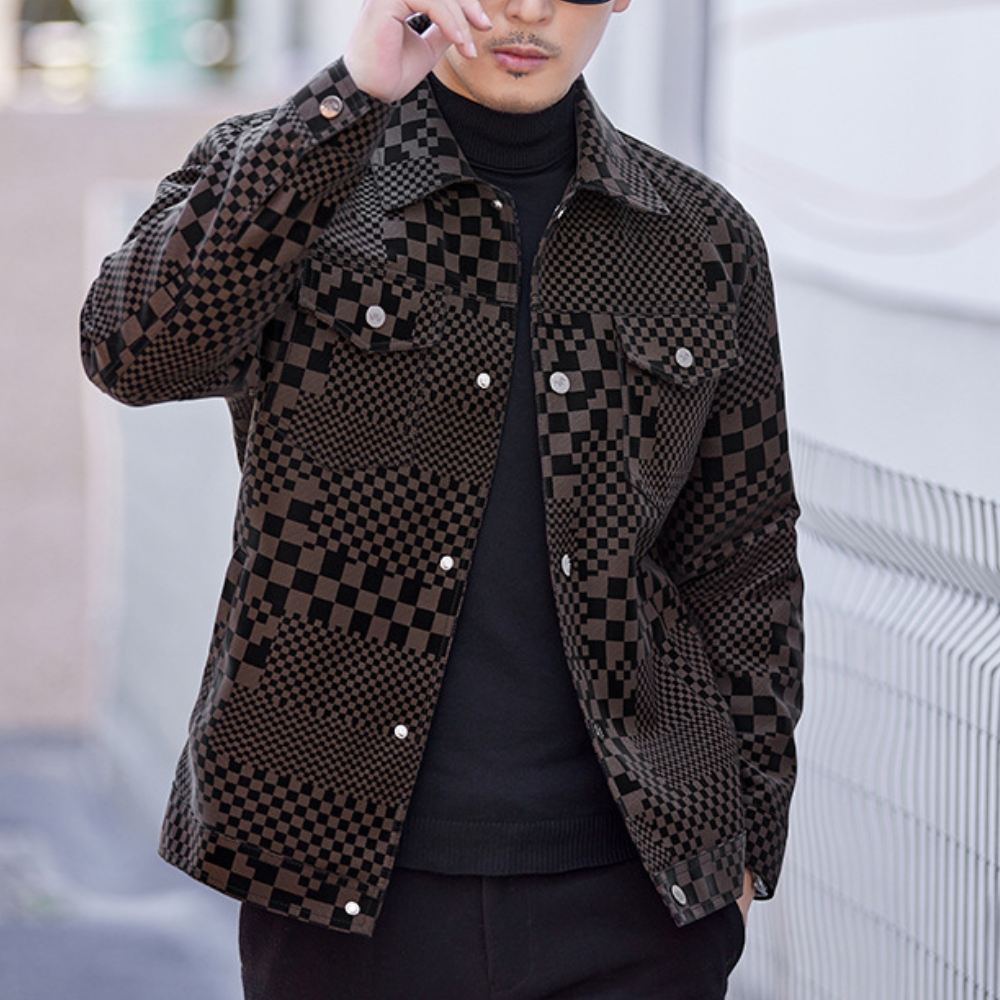 Sakko | Herenjas met knopen – Stijlvol geruit patroon, slim fit casual & semi-formele jas