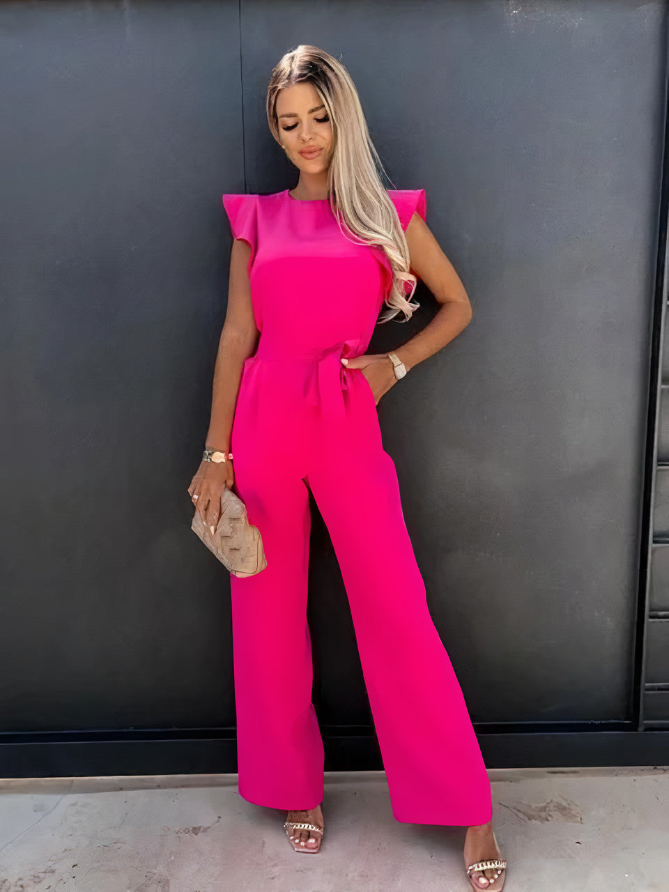 Miralyn | Elegante Slim Fit Jumpsuit met Korte Mouwen – Stijlvolle Eendelige Outfit