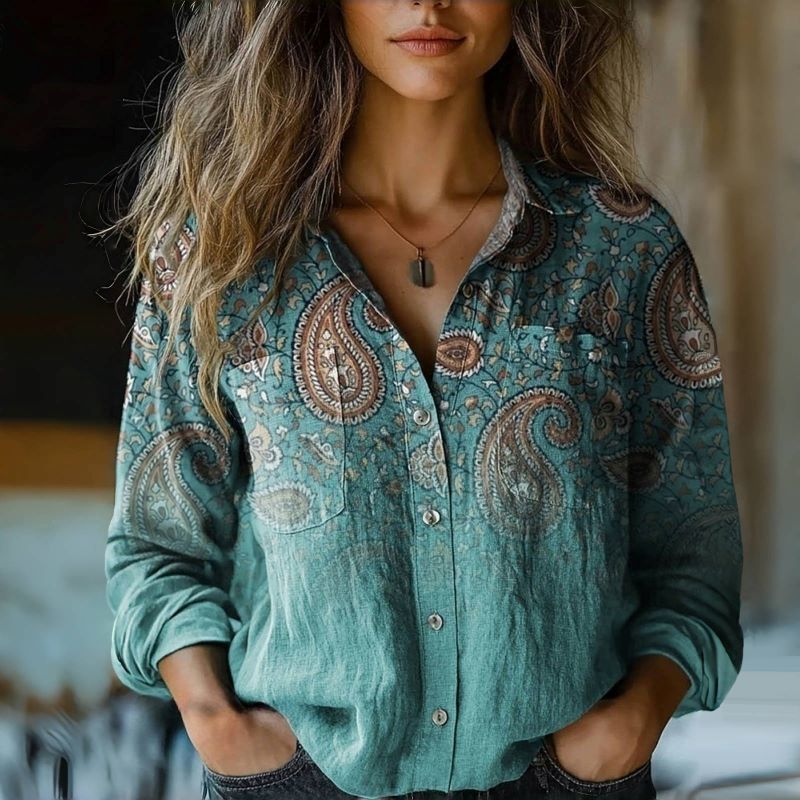 Umaira | Vintage blouse voor dames – elegante retro top met lange mouwen