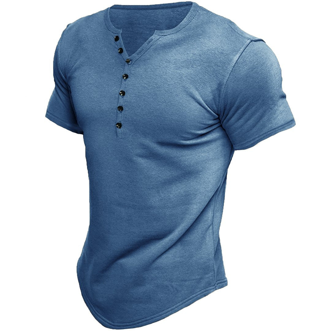Malcolm | Herren-Henley-T-Shirt mit kurzen Ärmeln – Knopfverschluss, normale Passform