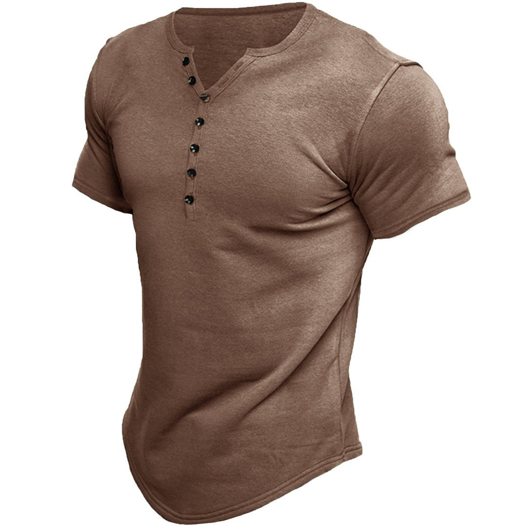 Malcolm | Herren-Henley-T-Shirt mit kurzen Ärmeln – Knopfverschluss, normale Passform