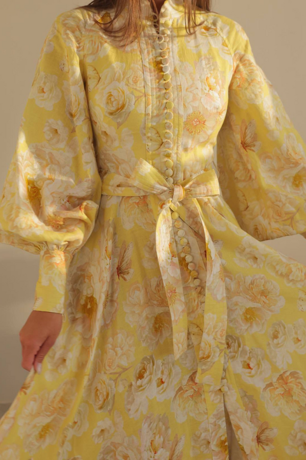 Soriae | Dames zomer maxi-jurk – elegante bloemenjurk met ballonmouwen