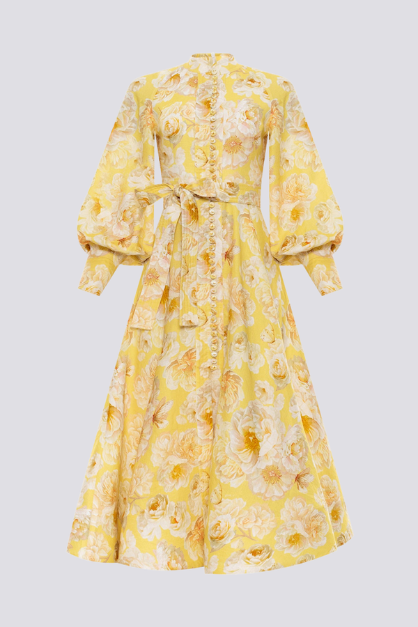 Soriae | Dames zomer maxi-jurk – elegante bloemenjurk met ballonmouwen