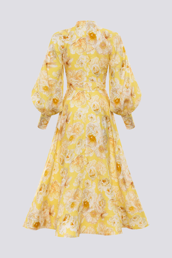 Velia | Maxi-jurk met bloemenprint voor dames – boho elegante lange jurk met ballonmouwen