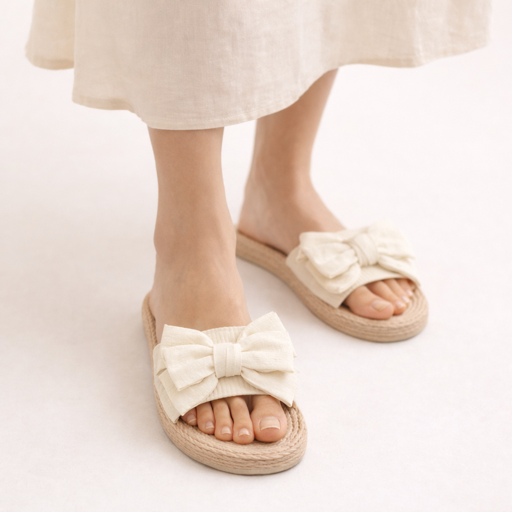 Zynira | Bow Accent lichtgewicht zomerschoenen om zo aan te trekken, comfortabele schoenen voor op het strand en op vakantie