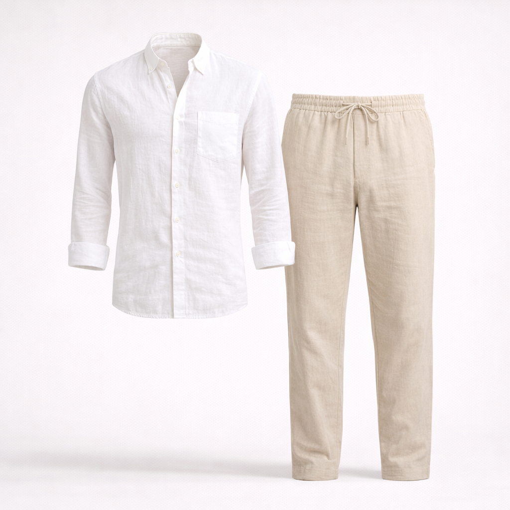 Orvian | Tweedelige linnen set voor heren – Lichte zomerse outfit