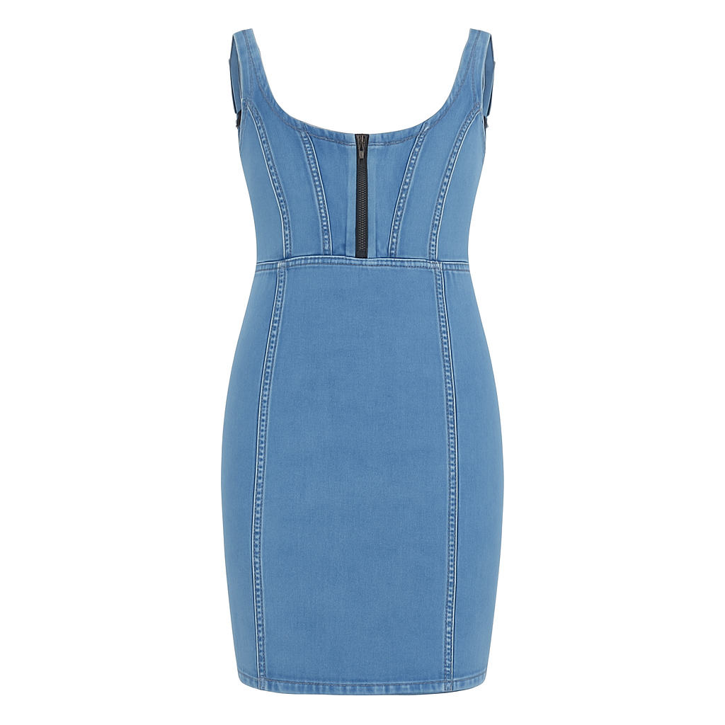 Rirella | Casual denim jurk voor dames – verstelbare bandjes, stijlvolle split aan de zijkant