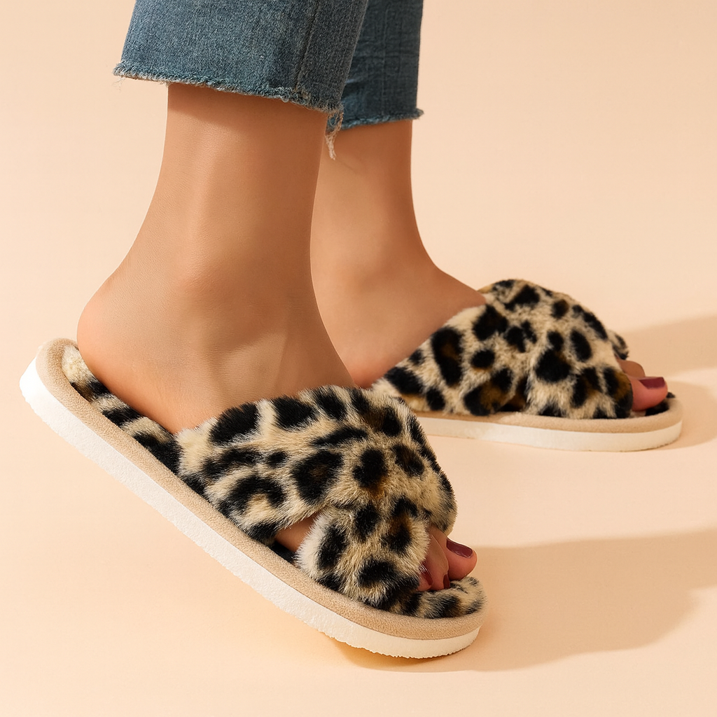 Pryla | Dames open-toe binnenslippers – warme, knusse, antislip huisslippers voor thuis