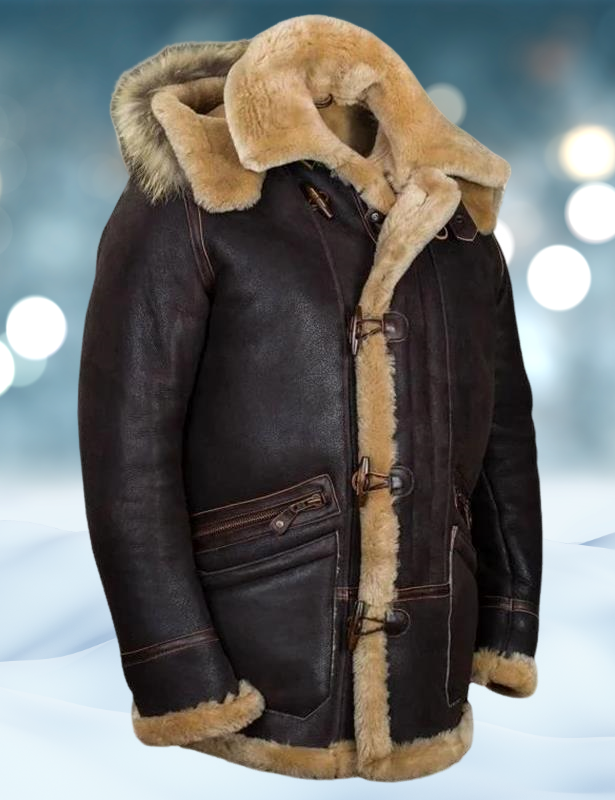 Heinrich | Veste de pilote pour homme en similicuir avec doublure polaire sherpa – Veste d'hiver chaude