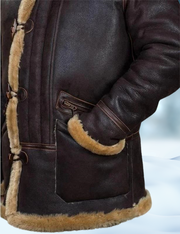 Heinrich | Veste de pilote pour homme en similicuir avec doublure polaire sherpa – Veste d'hiver chaude