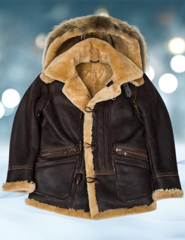 Heinrich | Heren imitatieleren pilotenjack met sherpa fleece voering – Warme winterjas