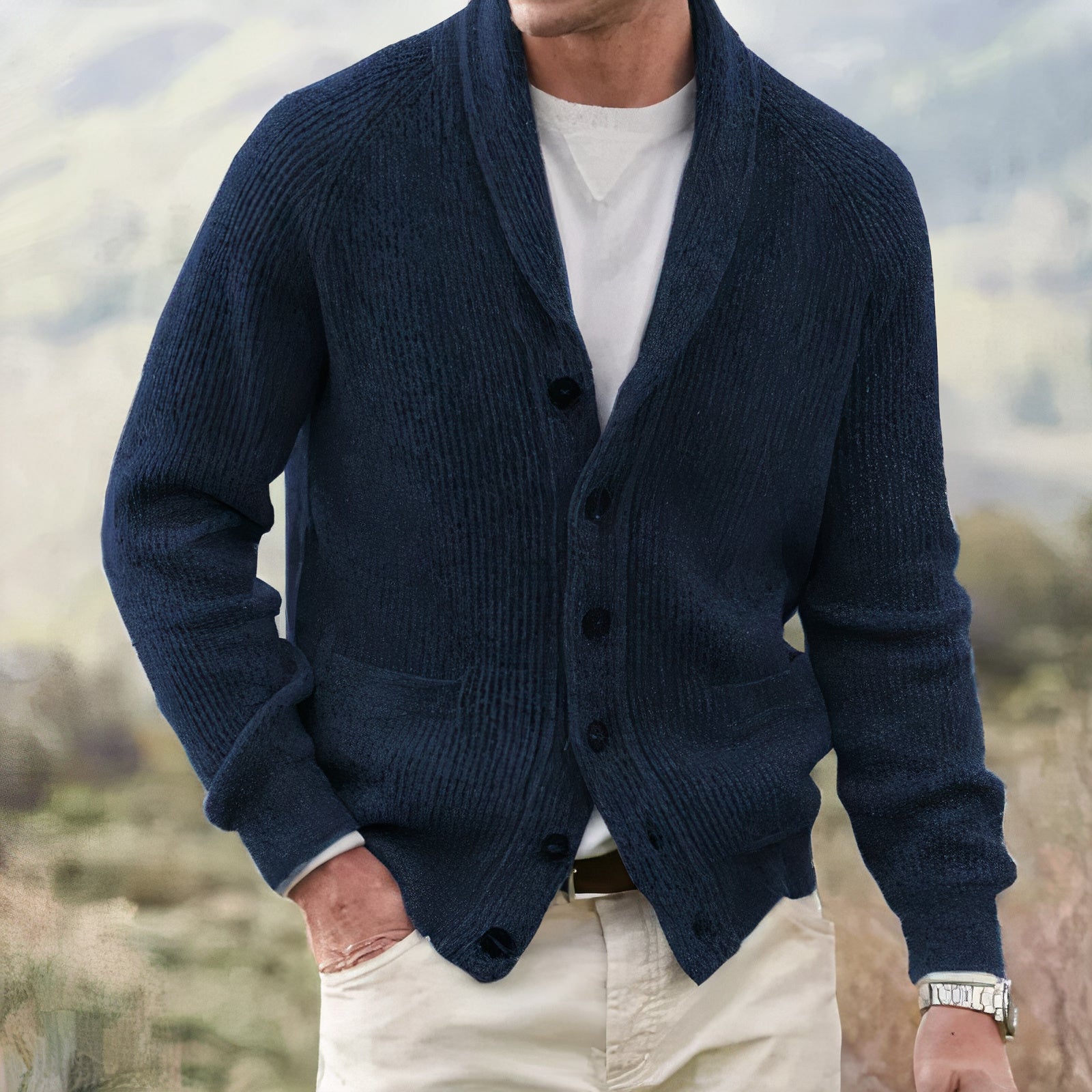 Edward | Cardigan vintage pour homme – Pull classique en maille avec fermeture à boutons, style intemporel