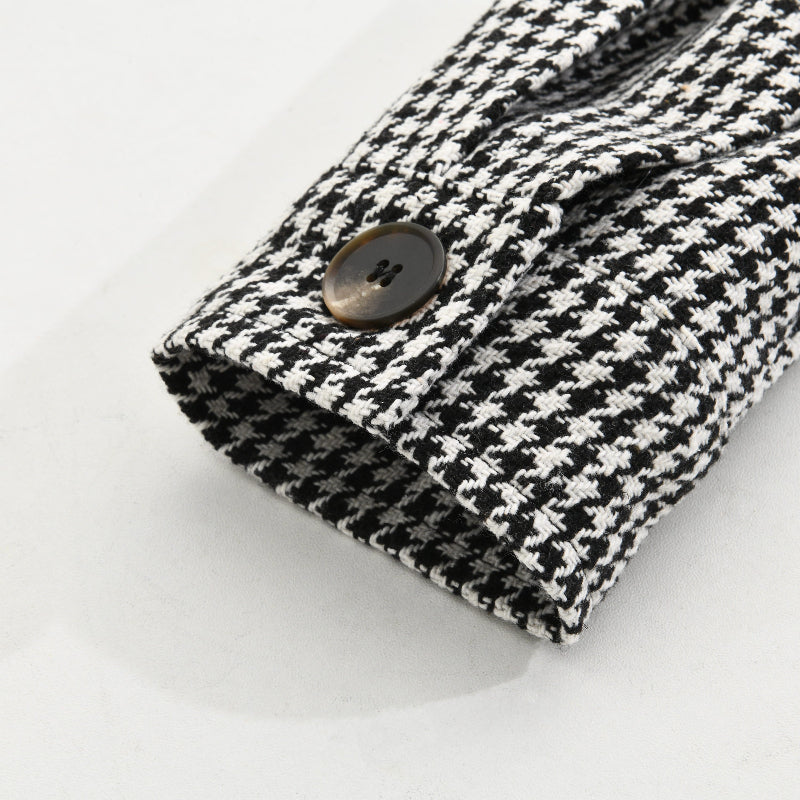 Drayven | Retro herenoverhemdjasje met houndstooth-patroon – Vintage casual jas met lange mouwen