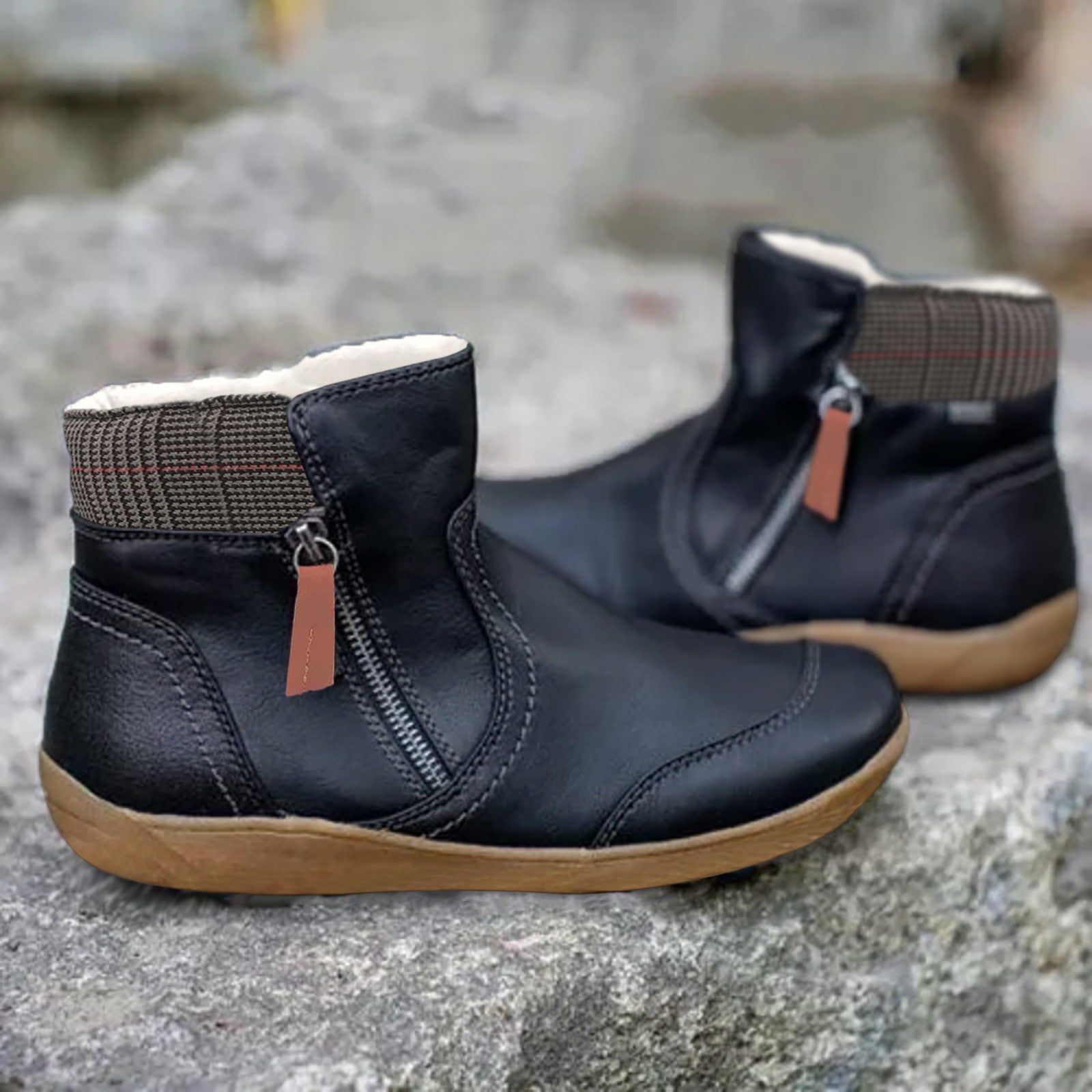 FlexWalk | Bottines en cuir imperméables pour femmes – orthopédiques, confortables et dotées d'une semelle antidérapante 