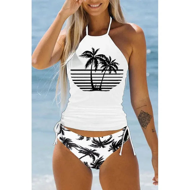 Ciax | Dames bikini set met print – 2-delige halternek badpak, sexy strandbadkleding