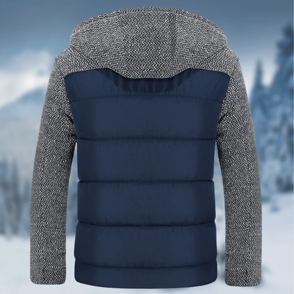 Olyvric | Doudoune homme à capuche – Manteau d'hiver élégant en maille, vêtement d'extérieur chaud et décontracté