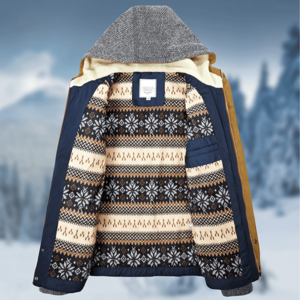 Olyvric | Doudoune homme à capuche – Manteau d'hiver élégant en maille, vêtement d'extérieur chaud et décontracté