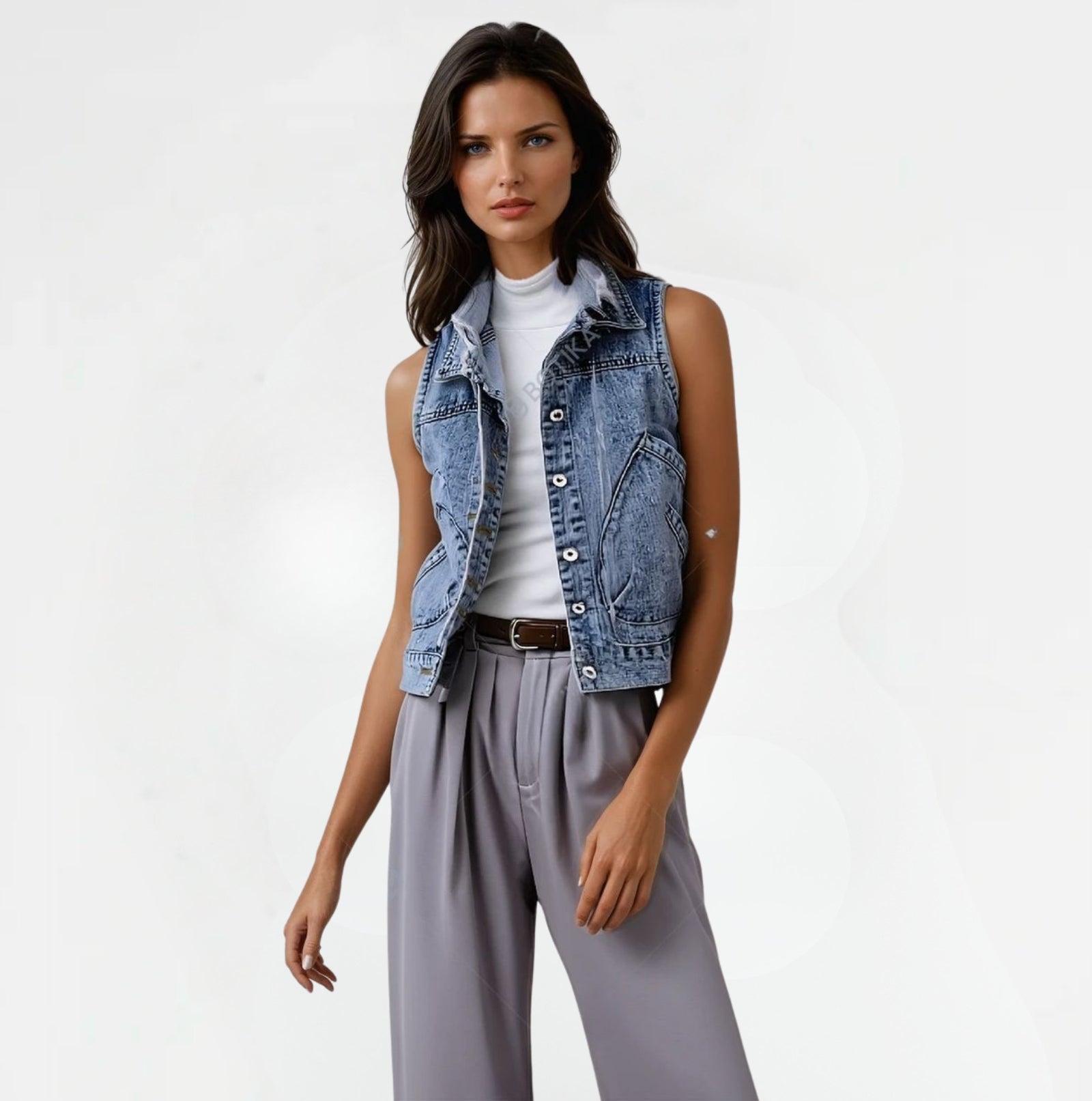 Vivienne | Ärmellose Jeansweste mit Kapuze – Lässige, stylische Damenjacke