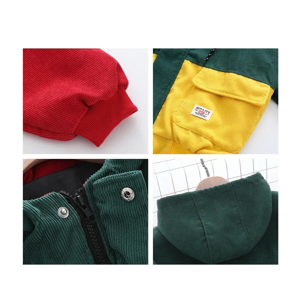 Arion | Driekleurig retro corduroy jasje – Vintage kleurblok bovenkleding