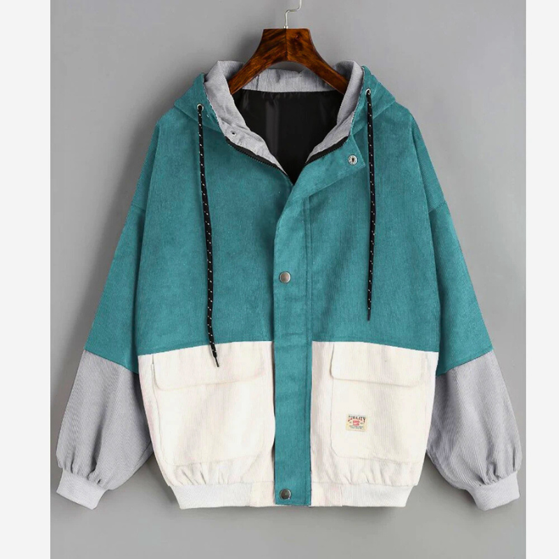 Arion | Driekleurig retro corduroy jasje – Vintage kleurblok bovenkleding