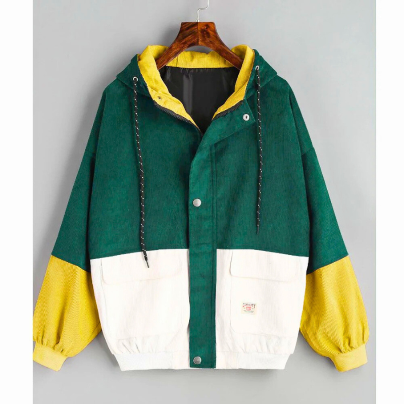 Arion | Driekleurig retro corduroy jasje – Vintage kleurblok bovenkleding