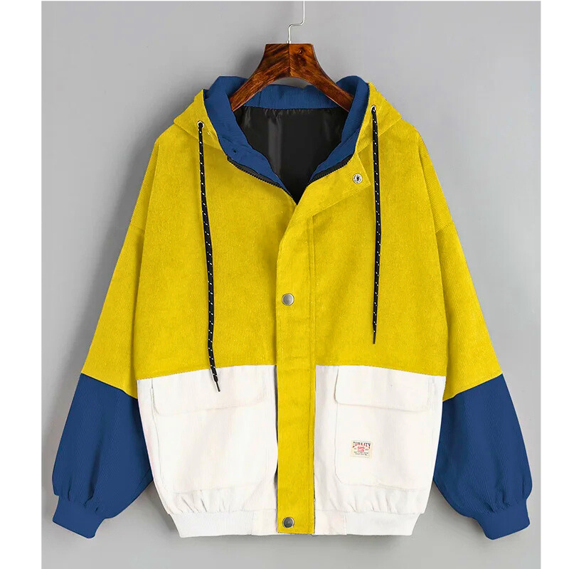 Arion | Driekleurig retro corduroy jasje – Vintage kleurblok bovenkleding