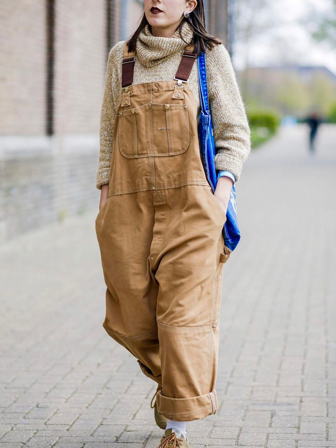 Ismera | Dames canvas tuinbroek met bretels – Werkoveralls met verstelbare bandjes, praktische zakken