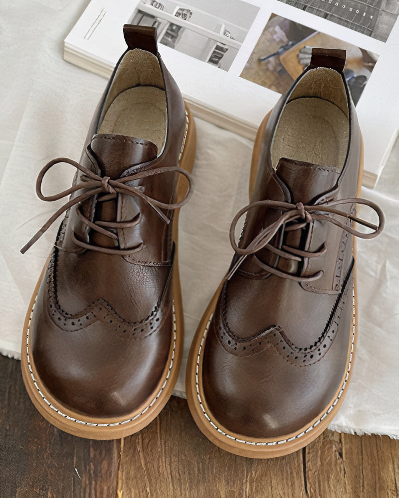 Laya | Klassieke Oxford schoenen voor dames – retro platte veterschoenen