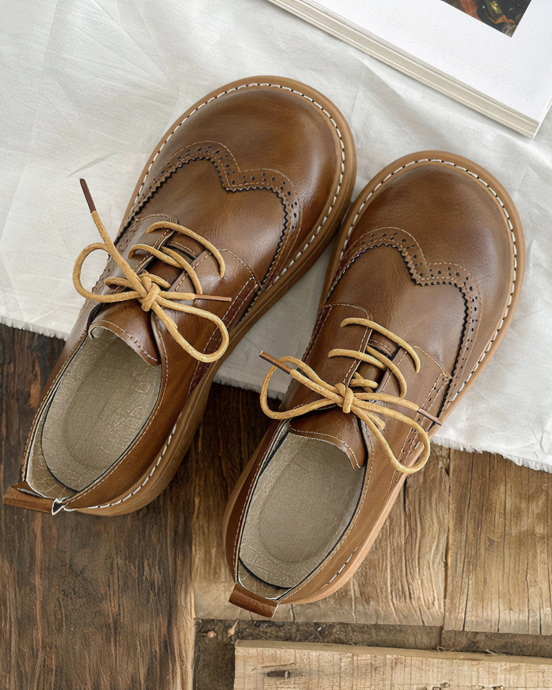 Laya | Klassieke Oxford schoenen voor dames – retro platte veterschoenen