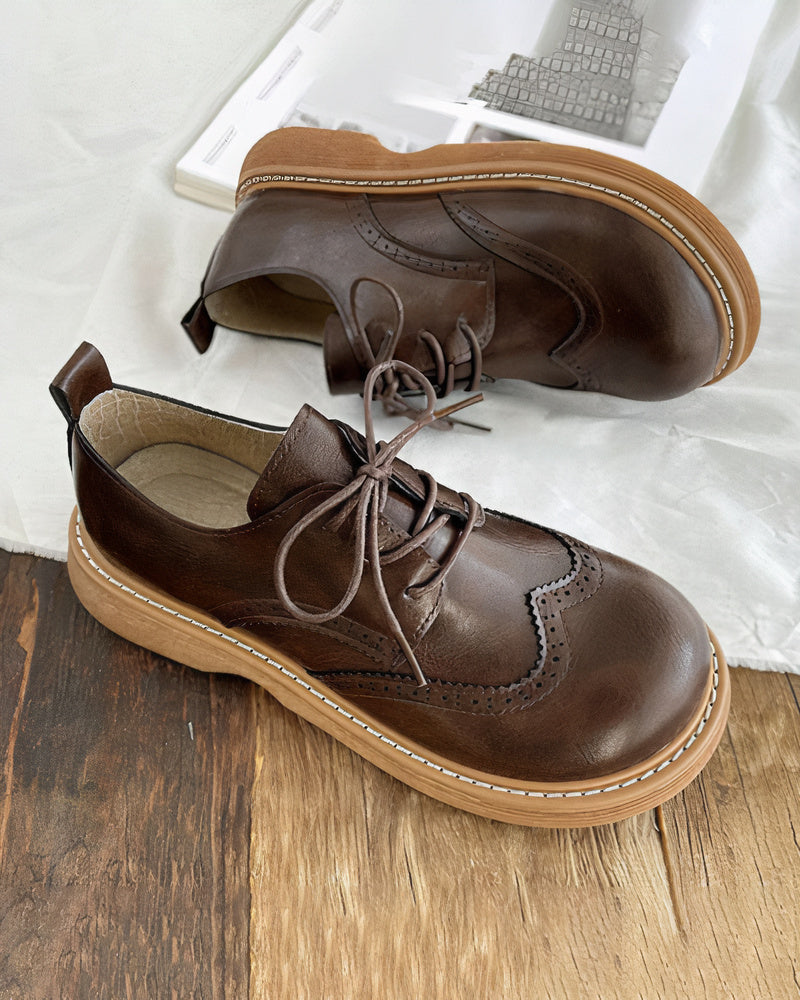 Laya | Klassieke Oxford schoenen voor dames – retro platte veterschoenen
