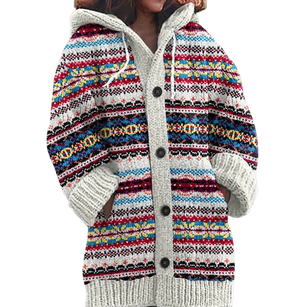 Cilia | Manteau en laine épaisse et chaude pour femme – Manteau d'hiver à motifs