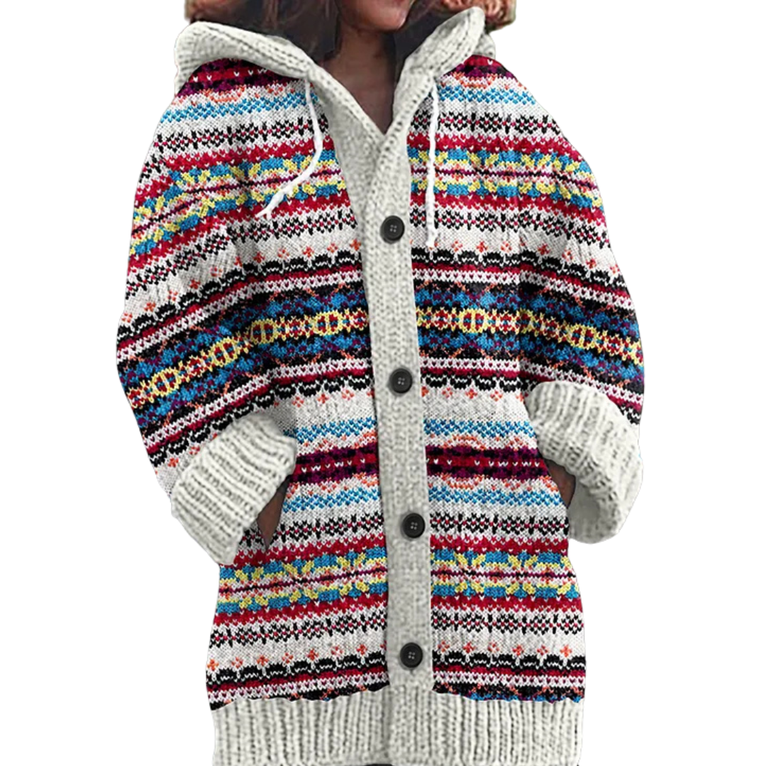Cilia | Manteau en laine épaisse et chaude pour femme – Manteau d'hiver à motifs