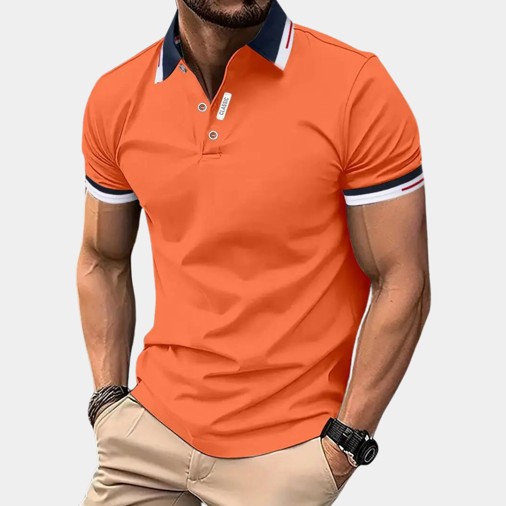 Lucivar | Polo orange décontracté pour homme – T-shirt à manches courtes en coton pour l'été