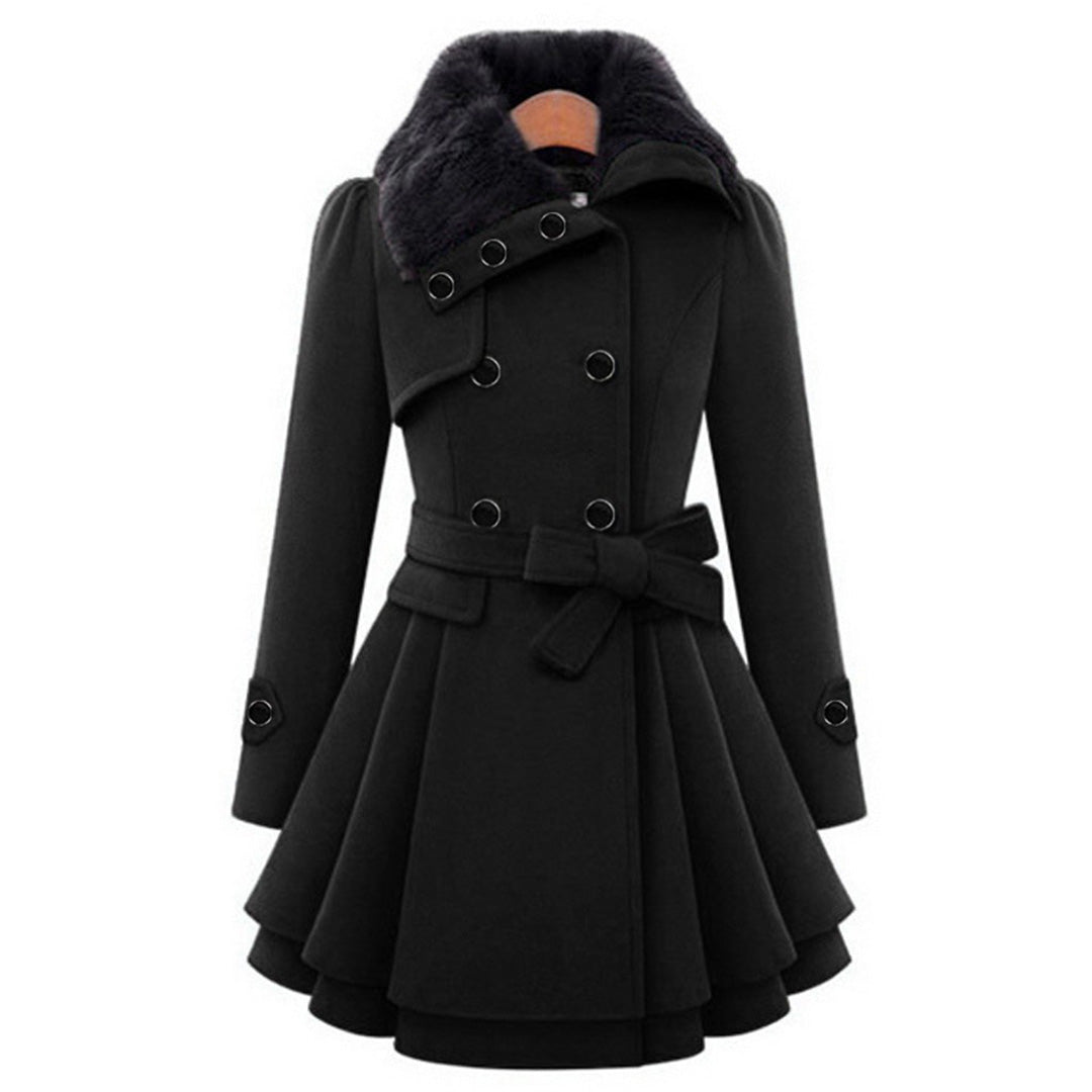 Almera | Damen-Wintermantel – mit Pelzfutter, doppelreihig, mit Taillenbund, warm und stilvoll