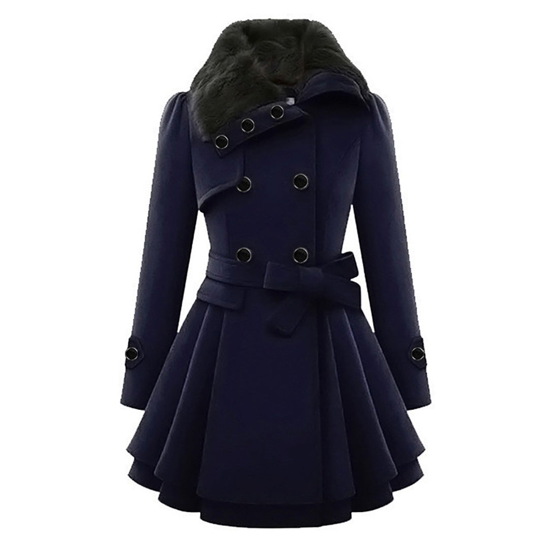 Almera | Damen-Wintermantel – mit Pelzfutter, doppelreihig, mit Taillenbund, warm und stilvoll