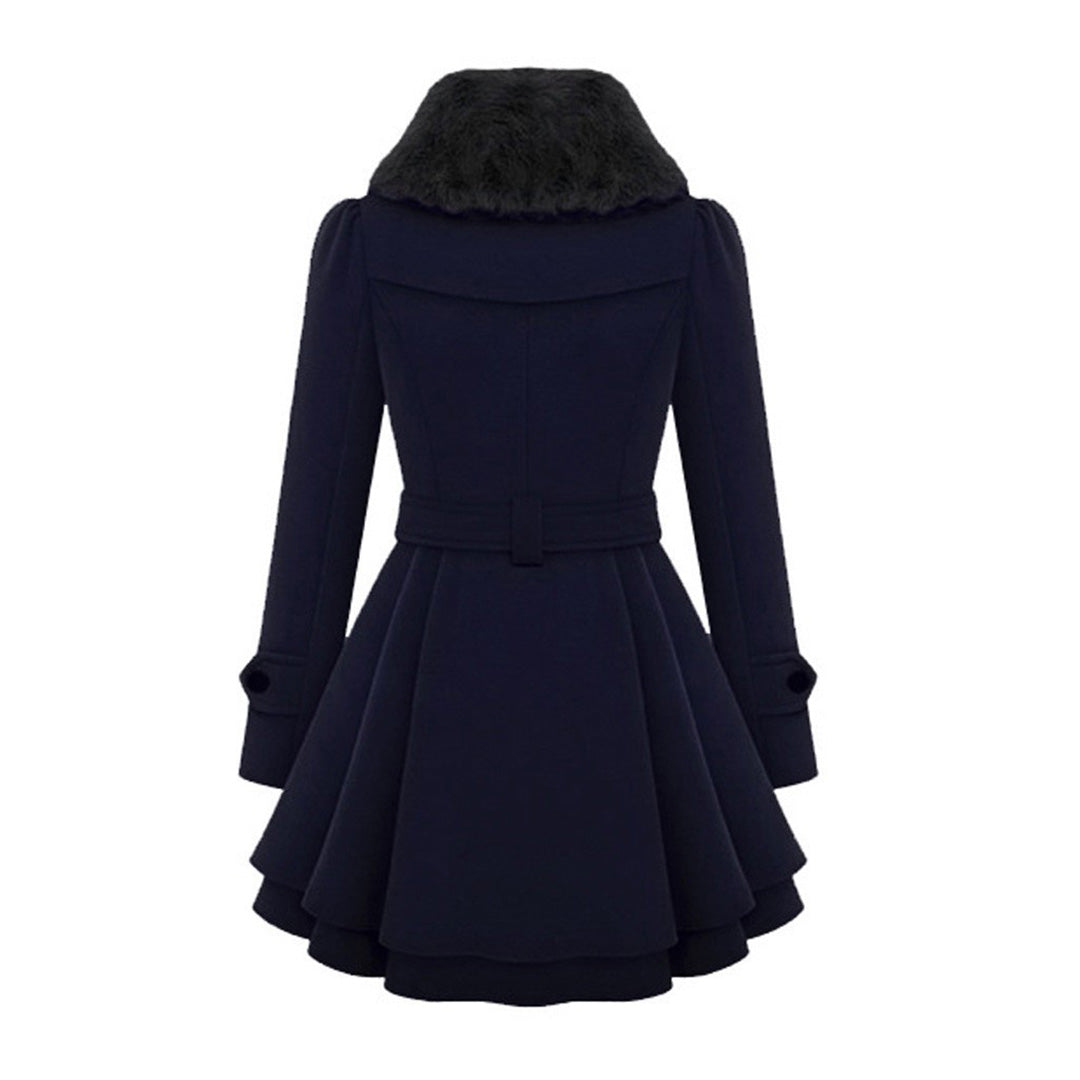Almera | Manteau d'hiver pour femme – doublure en fourrure, croisé, ceinture, chaud et élégant