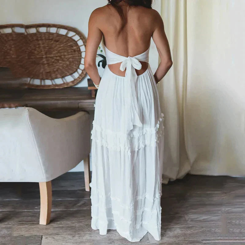 Ysolara | Elegante Zomer Maxi Jurk voor Dames – Luchtige Mouwloze Strandjurk met Cut-Out Details