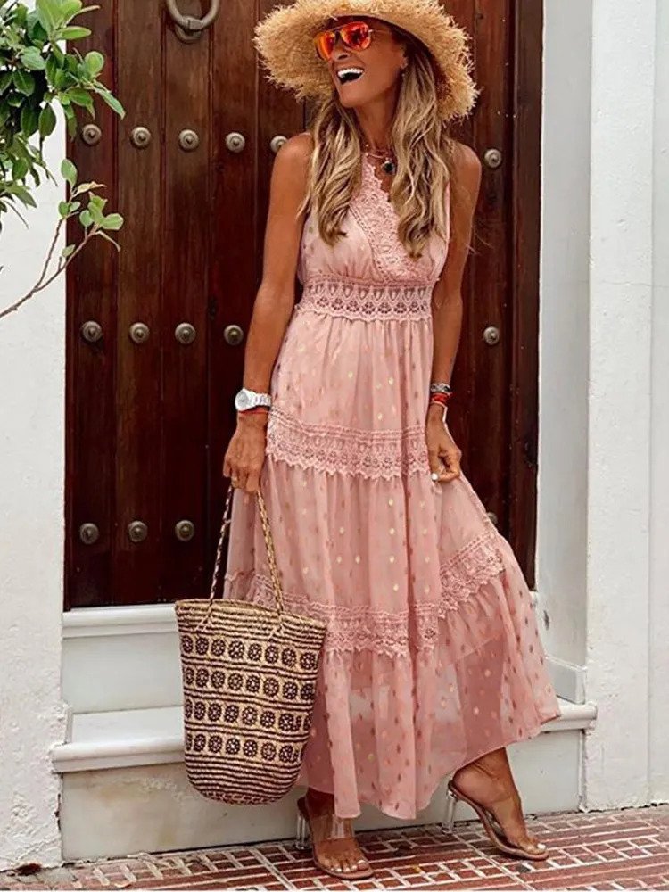 Fayra | Boho maxi-jurk voor dames – zwierige lange zomerjurk