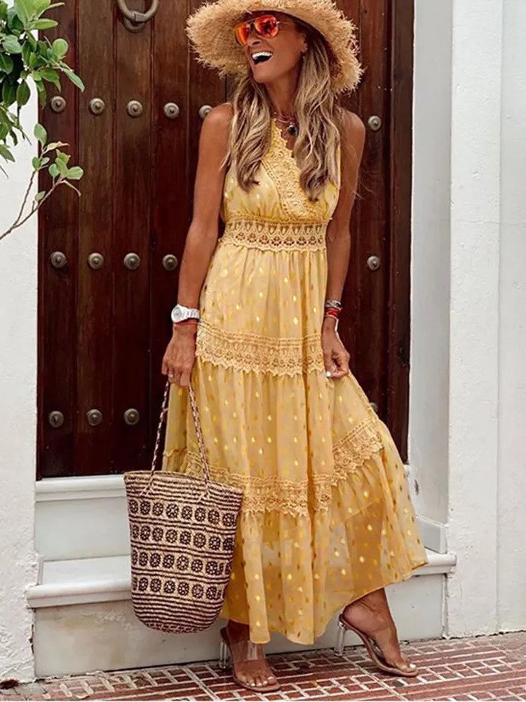 Fayra | Boho maxi-jurk voor dames – zwierige lange zomerjurk