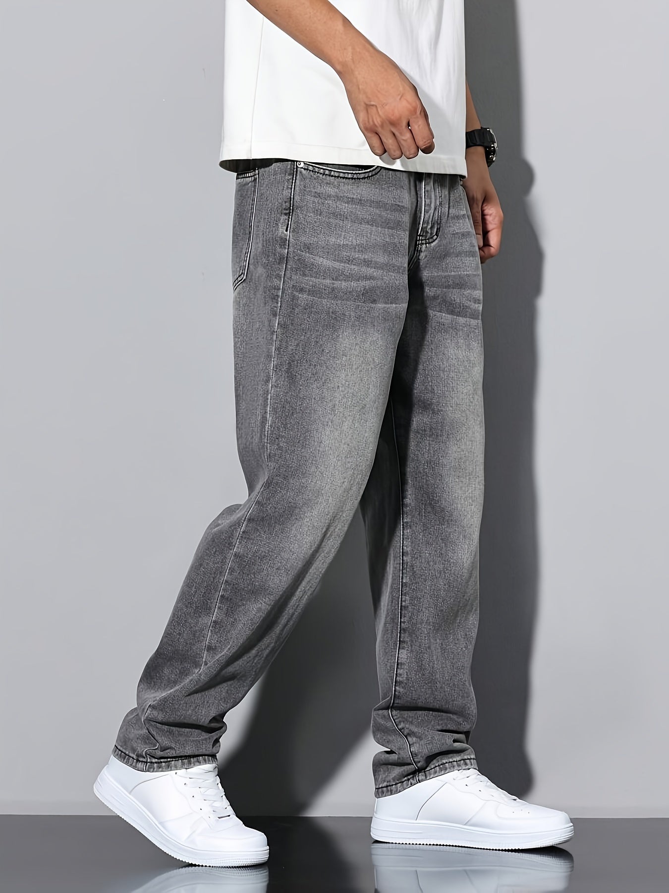 Beniamino | Jean droit pour homme, gris délavé, denim confortable pour tous les jours
