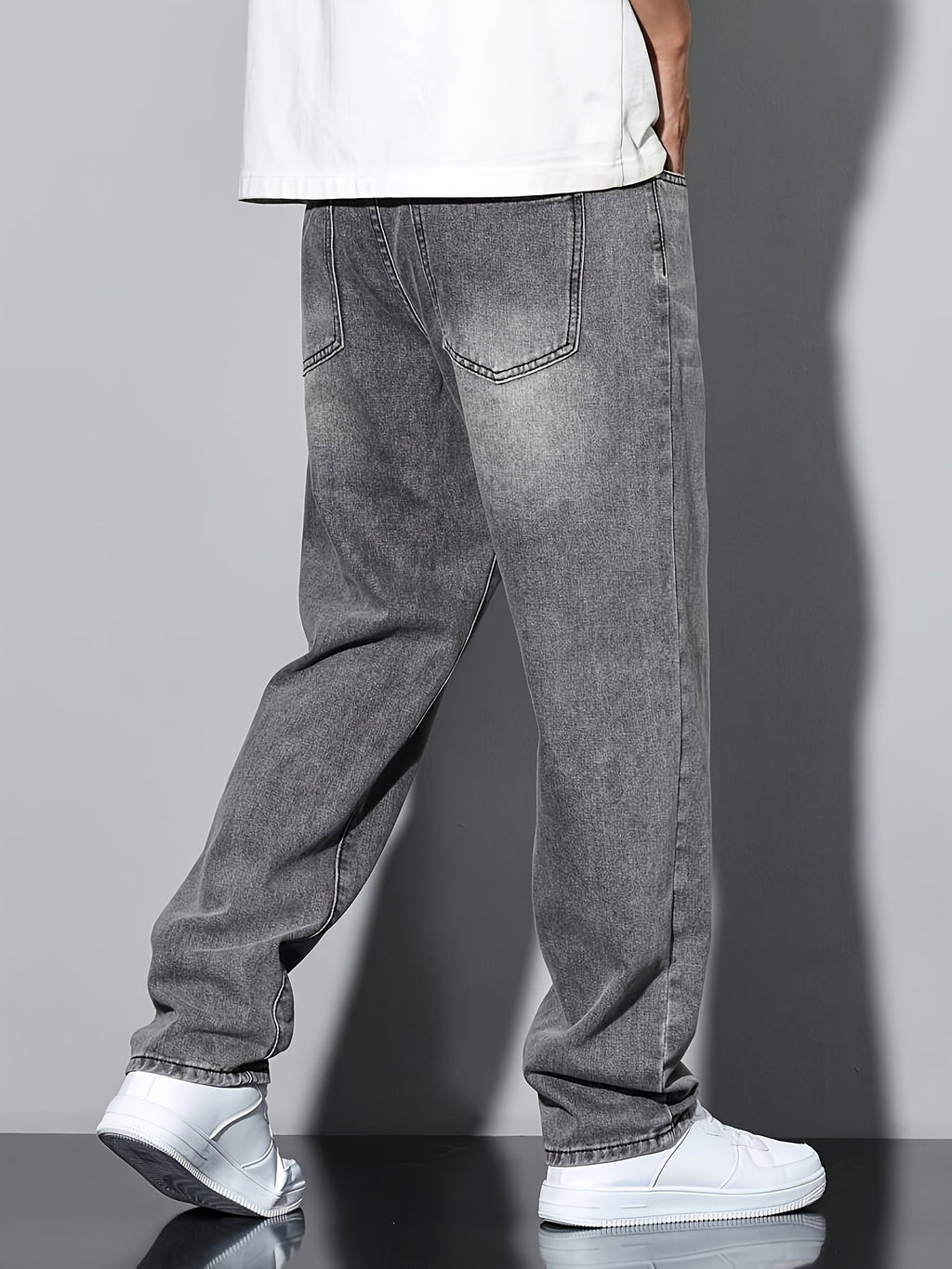 Beniamino | Jean droit pour homme, gris délavé, denim confortable pour tous les jours