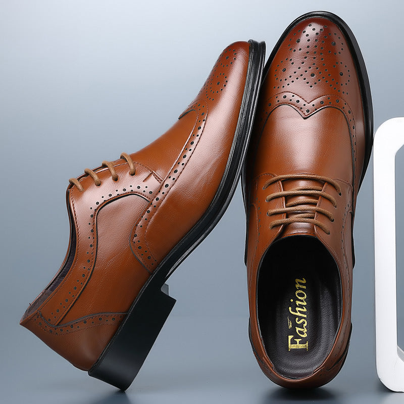 PrestigeStep | Klassische Oxford-Brogue-Schuhe für Herren – Elegante Schnürschuhe mit Flügelkappe