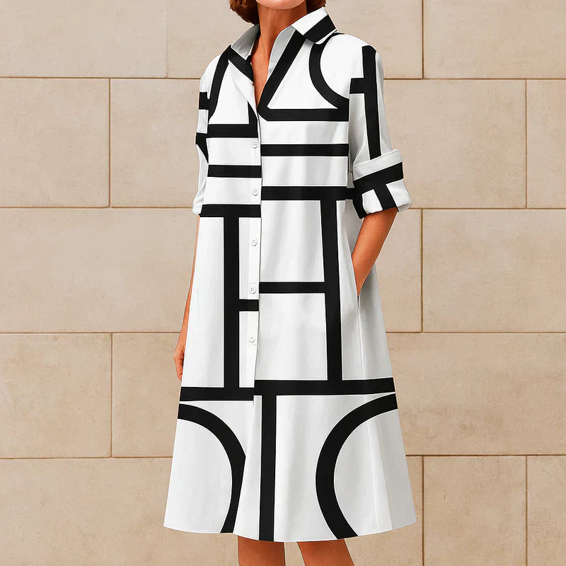 Yalena | Elegante dames overhemdjurk met knoopsluiting – chique en comfortabel voor werk