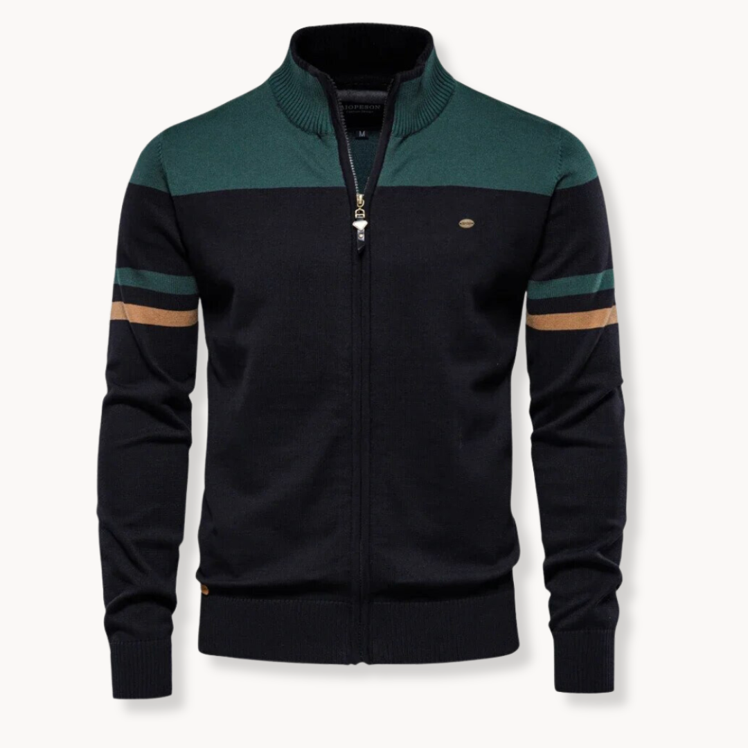 Daxiel | Heren trui met volledige ritssluiting – katoenmix, comfortabele casual- en kantoorkleding