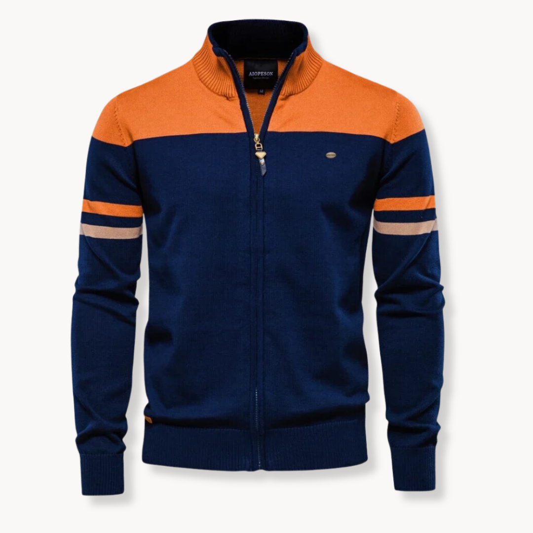 Daxiel | Heren trui met volledige ritssluiting – katoenmix, comfortabele casual- en kantoorkleding