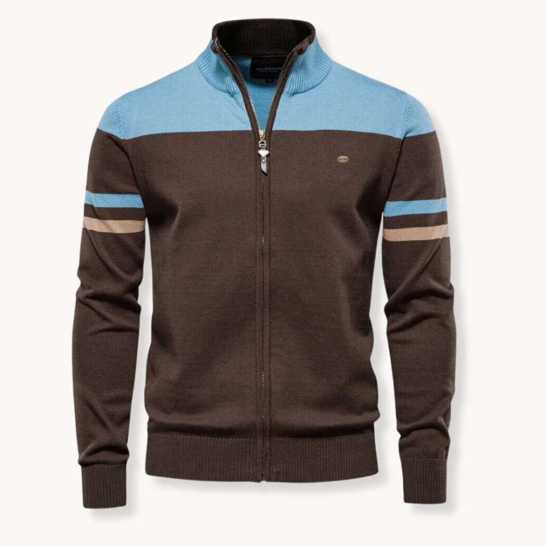 Daxiel | Heren trui met volledige ritssluiting – katoenmix, comfortabele casual- en kantoorkleding